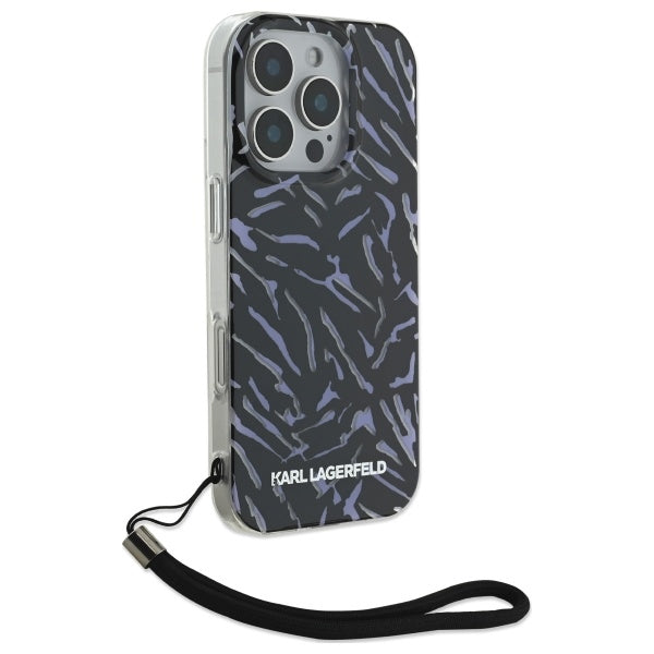 Karl Lagerfeld Zebra dėklas iPhone 16 Pro Max – violetinis