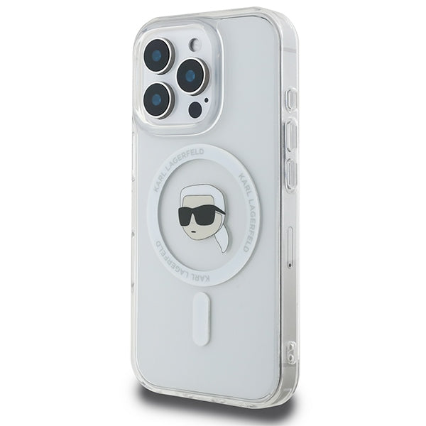 Karl Lagerfeld MagSafe dėklas iPhone 16 Pro – baltas