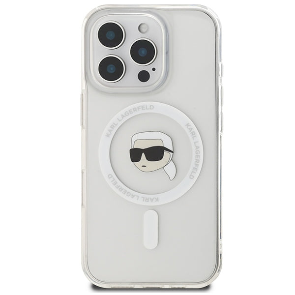 Karl Lagerfeld MagSafe dėklas iPhone 16 Pro – baltas