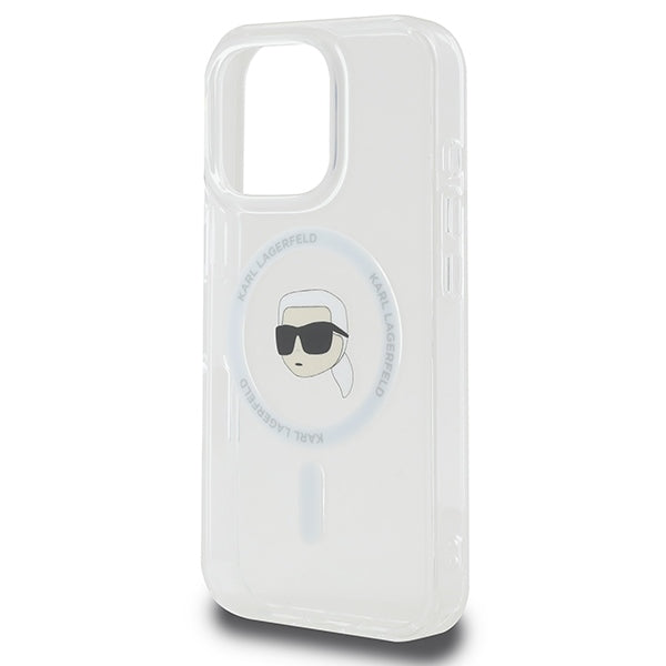 Karl Lagerfeld MagSafe dėklas iPhone 16 Pro – baltas