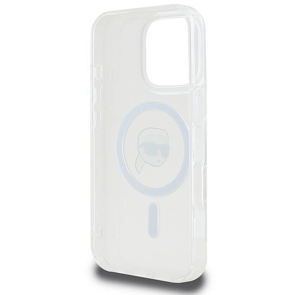 Karl Lagerfeld MagSafe dėklas iPhone 16 Pro – baltas