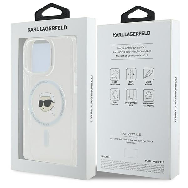 Karl Lagerfeld MagSafe dėklas iPhone 16 Pro – baltas