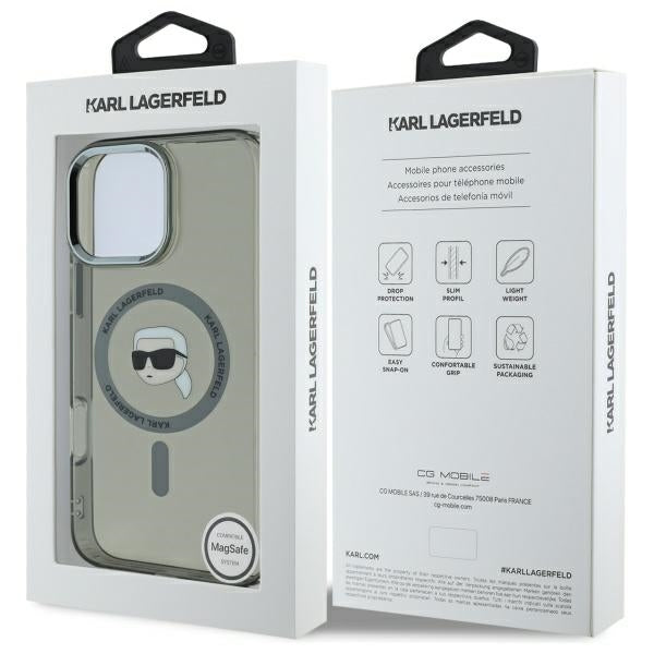Karl Lagerfeld MagSafe dėklas iPhone 16 Pro – juodas
