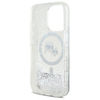 Karl Lagerfeld skysti blizgučiai Karl & Choupette Head Magsafe iPhone 16 Pro Case – skaidrus