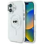 Karl Lagerfeld MagSafe dėklas iPhone 16 Plus – baltas