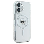 Karl Lagerfeld MagSafe dėklas iPhone 16 Plus – baltas