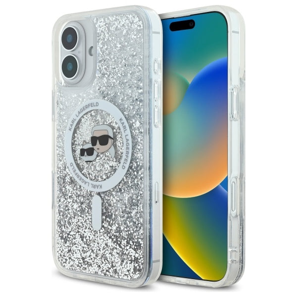 Karl Lagerfeld MagSafe dėklas iPhone 16 Plus – skaidrus, blizgus -- iPhone 16 Plus