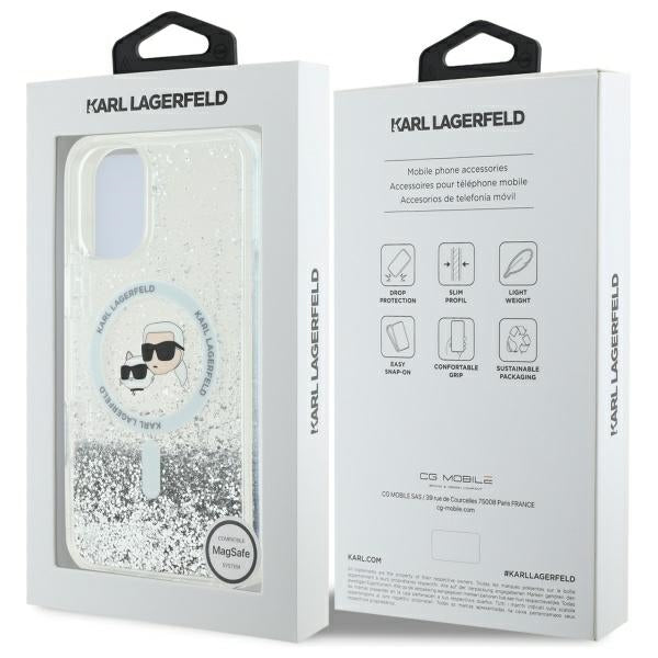Karl Lagerfeld MagSafe dėklas iPhone 16 Plus – skaidrus, blizgus -- iPhone 16 Plus
