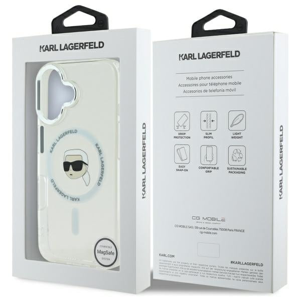 Karl Lagerfeld MagSafe dėklas iPhone 16 – baltas