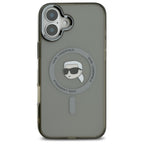 Karl Lagerfeld IML Metal Karl Head MagSafe dėklas iPhone 16 – juodas -- iPhone 16