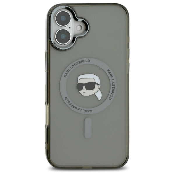 Karl Lagerfeld IML Metal Karl Head MagSafe dėklas iPhone 16 – juodas -- iPhone 16