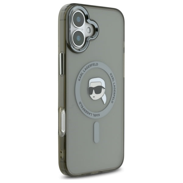 Karl Lagerfeld IML Metal Karl Head MagSafe dėklas iPhone 16 – juodas -- iPhone 16