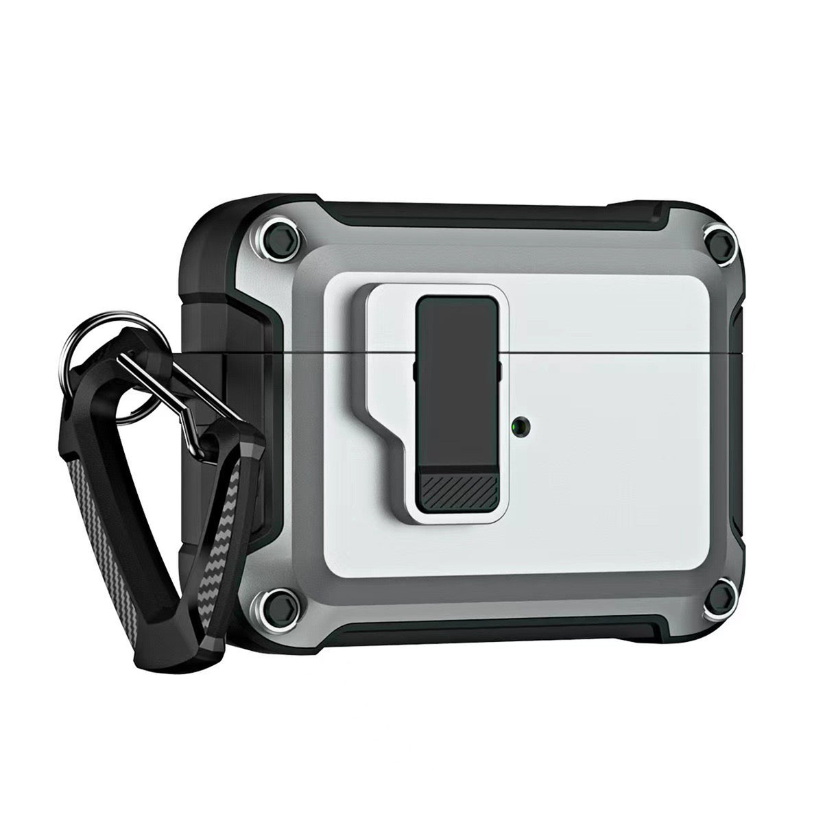 Pro Armor dėklas AirPods 4 su karabinu – pilkas