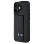 BMW M Grip Stand Smooth & Carbon dėklas iPhone 16 – juodas