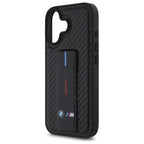 BMW M Grip Stand Smooth & Carbon dėklas iPhone 16 – juodas