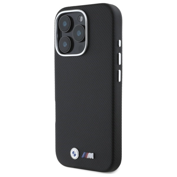 BMW M Edition Kevlar Metal dėklas iPhone 16 Pro Max – juodas