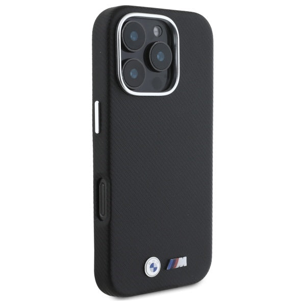 BMW M Edition Kevlar Metal dėklas iPhone 16 Pro Max – juodas
