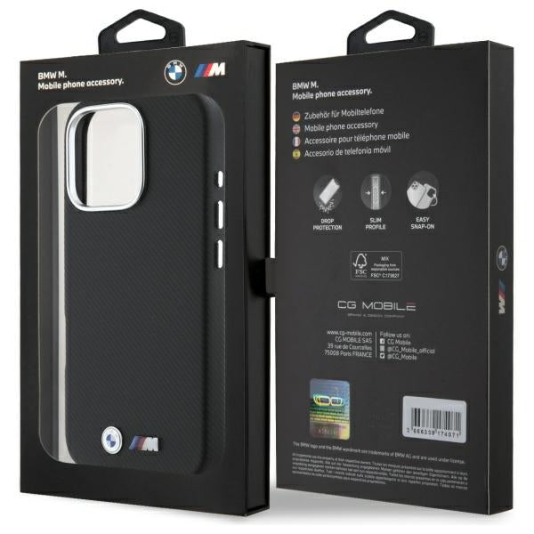 BMW M Edition Kevlar Metal dėklas iPhone 16 Pro Max – juodas