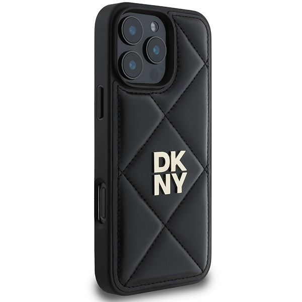 DKNY Quilted Stack Logo dėklas iPhone 16 Pro – juodas