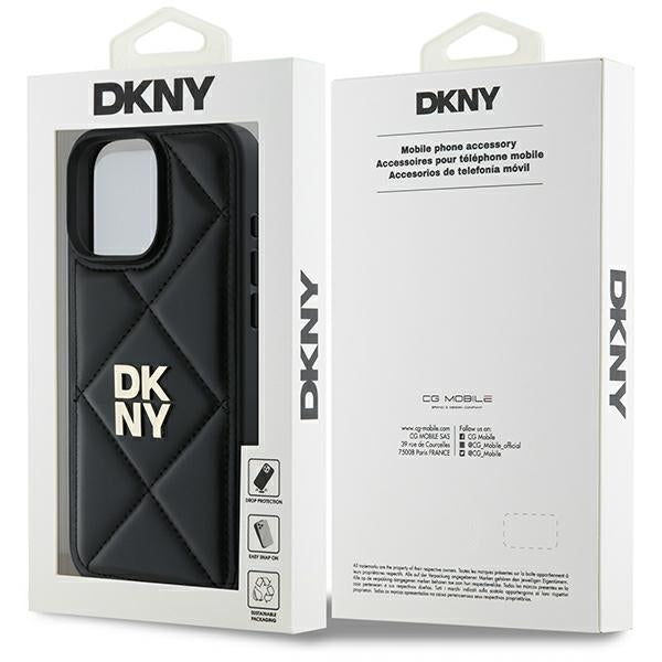 DKNY Quilted Stack Logo dėklas iPhone 16 Pro – juodas