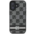 DKNY Checkered Pattern & Printed Stripes iPhone 16 dėklas - juodas