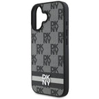 DKNY Checkered Pattern & Printed Stripes iPhone 16 dėklas - juodas
