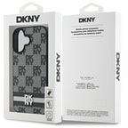 DKNY Checkered Pattern & Printed Stripes iPhone 16 dėklas - juodas