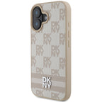 DKNY Checkered Pattern dėklas iPhone 16 – rožinis