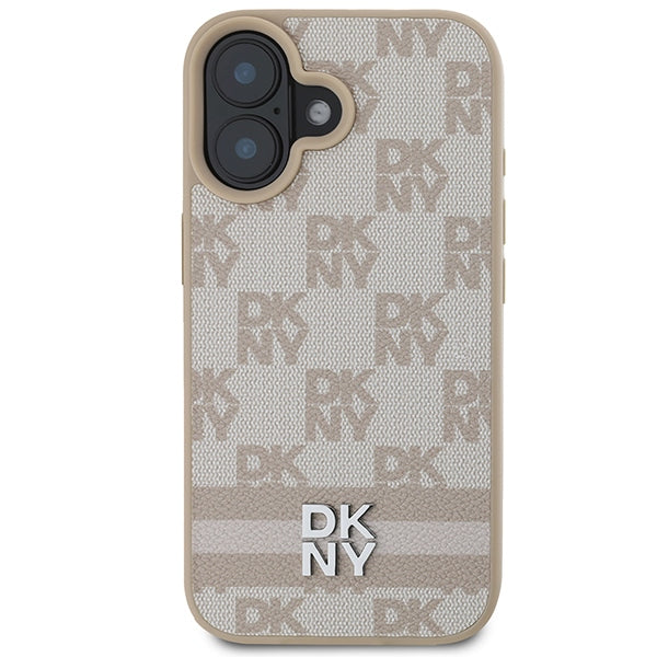 DKNY Checkered Pattern dėklas iPhone 16 – rožinis