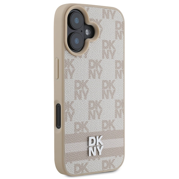 DKNY Checkered Pattern dėklas iPhone 16 – rožinis