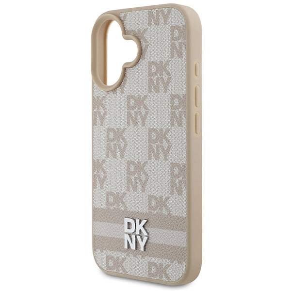 DKNY Checkered Pattern dėklas iPhone 16 – rožinis