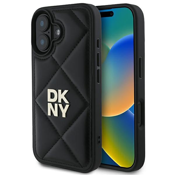 DKNY dygsniuotas dėklas iPhone 16 – juodas