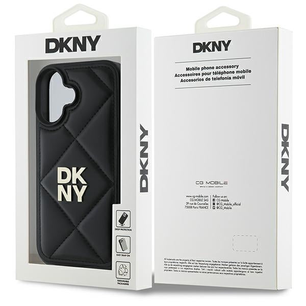 DKNY dygsniuotas dėklas iPhone 16 – juodas