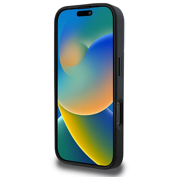 DKNY MagSafe dėklas iPhone 16 Pro – juodas, sidabrinis logotipas
