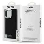 DKNY MagSafe dėklas iPhone 16 Pro – juodas, sidabrinis logotipas