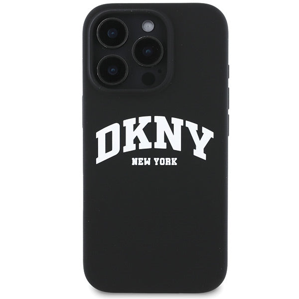 DKNY MagSafe silikoninis dėklas iPhone 16 Pro – juodas