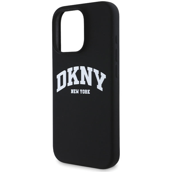 DKNY MagSafe silikoninis dėklas iPhone 16 Pro – juodas