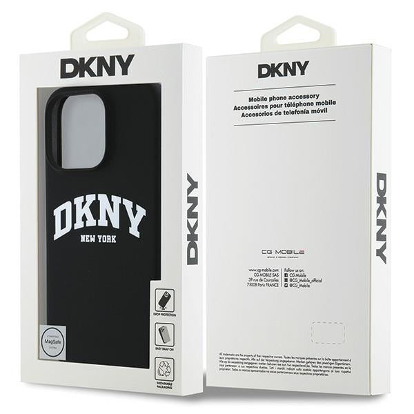DKNY MagSafe silikoninis dėklas iPhone 16 Pro – juodas