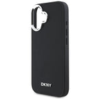 DKNY MagSafe dėklas iPhone 16 – juodas, sidabrinis logotipas