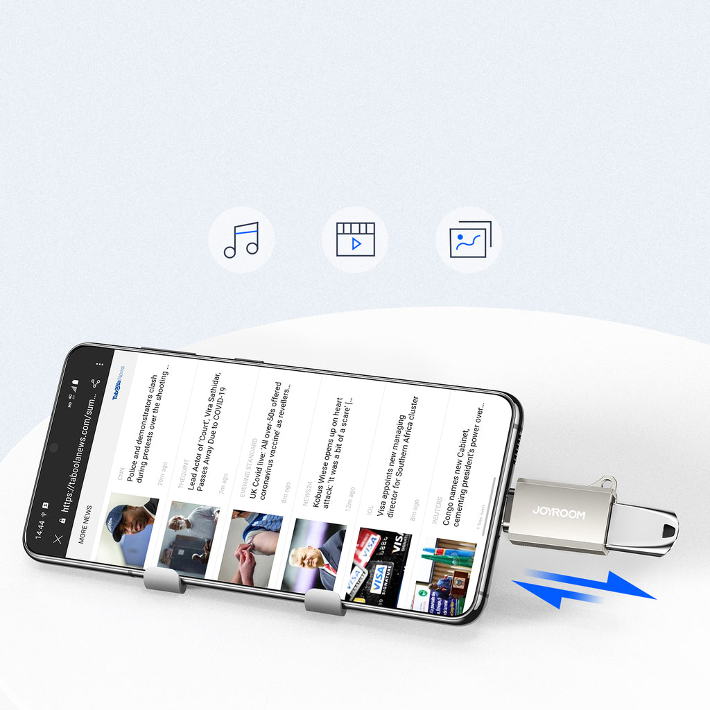 Joyroom S-H151 USB-C (vyriškas) / USB-A (moteriškas) adapteris su diržo kilpa – sidabrinis