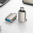 Joyroom S-H151 USB-C (vyriškas) / USB-A (moteriškas) adapteris su diržo kilpa – sidabrinis