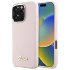 Guess silikoninis dėklas iPhone 16 Pro Max – rožinis
