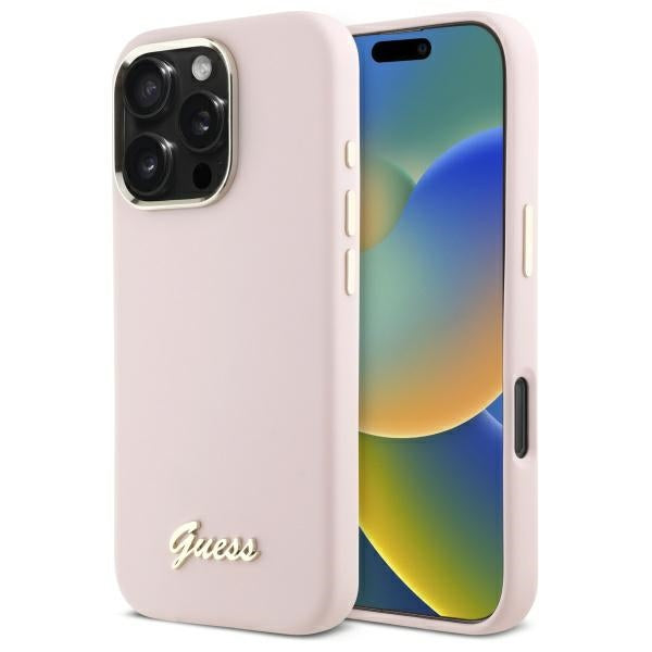 Guess silikoninis dėklas iPhone 16 Pro Max – rožinis