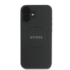 Guess Grained Ring MagSafe dėklas iPhone 16 – juodas
