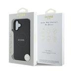 Guess Grained Ring MagSafe dėklas iPhone 16 – juodas