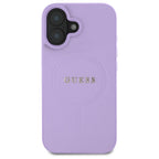 Guess Saffiano MagSafe dėklas iPhone 16 – violetinis