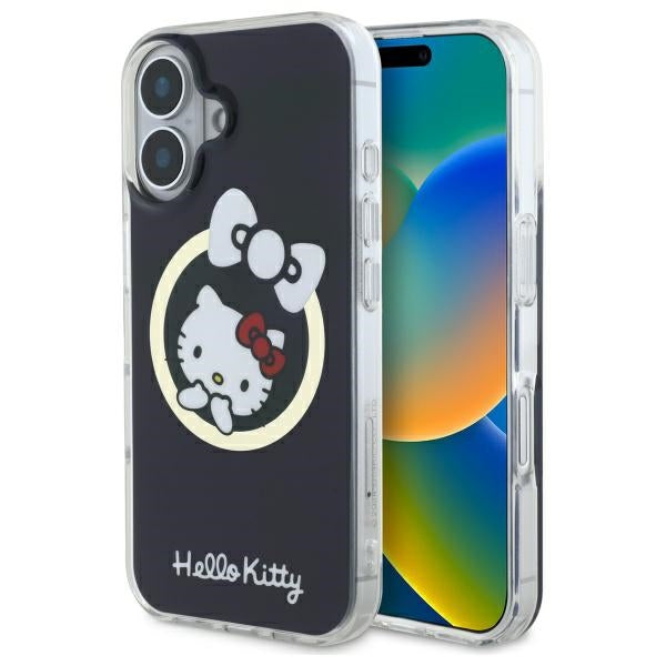 Hello Kitty MagSafe dėklas iPhone 16 – juodas