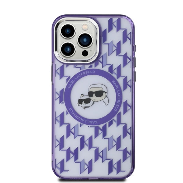 Karl Lagerfeld MagSafe dėklas iPhone 15 Pro – violetinis