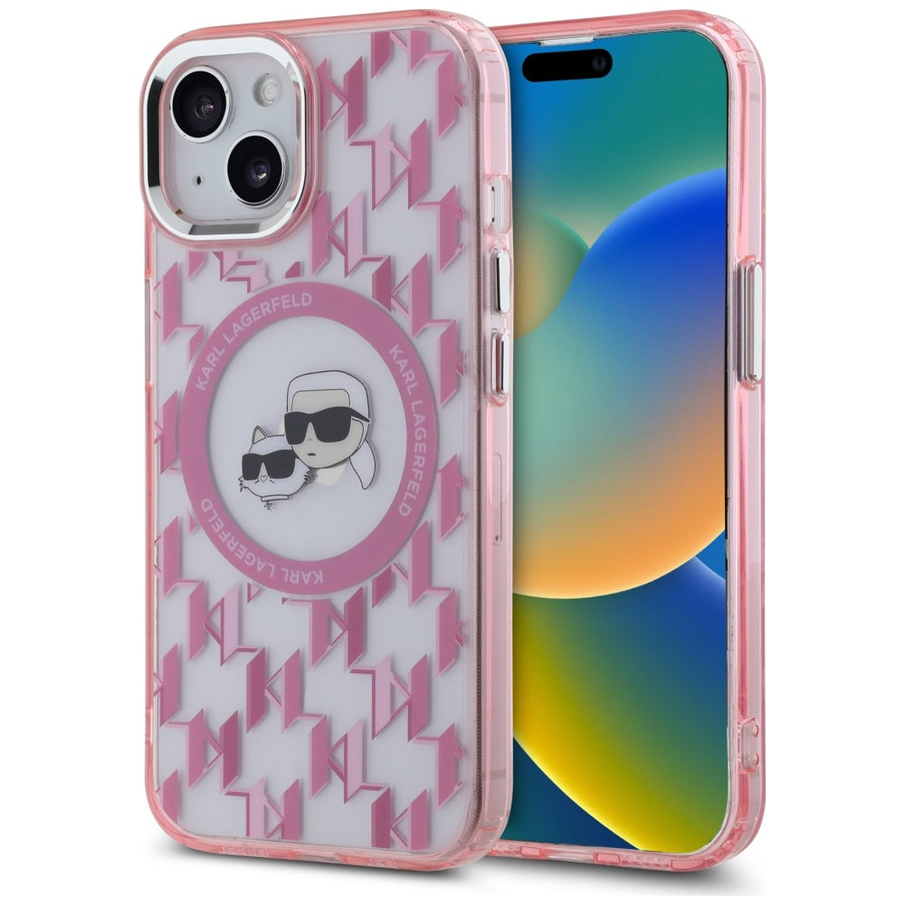 Karl Lagerfeld MagSafe dėklas iPhone 15 Plus – rožinis