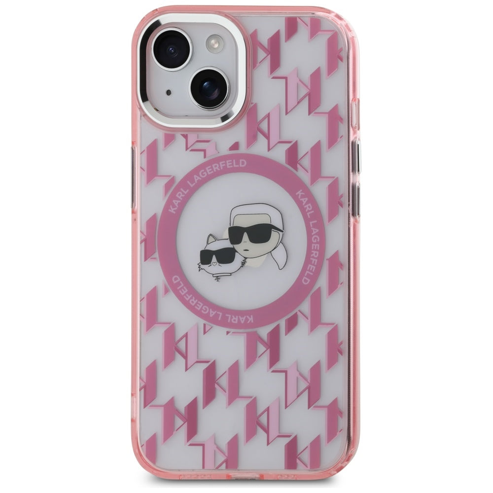 Karl Lagerfeld MagSafe dėklas iPhone 15 Plus – rožinis